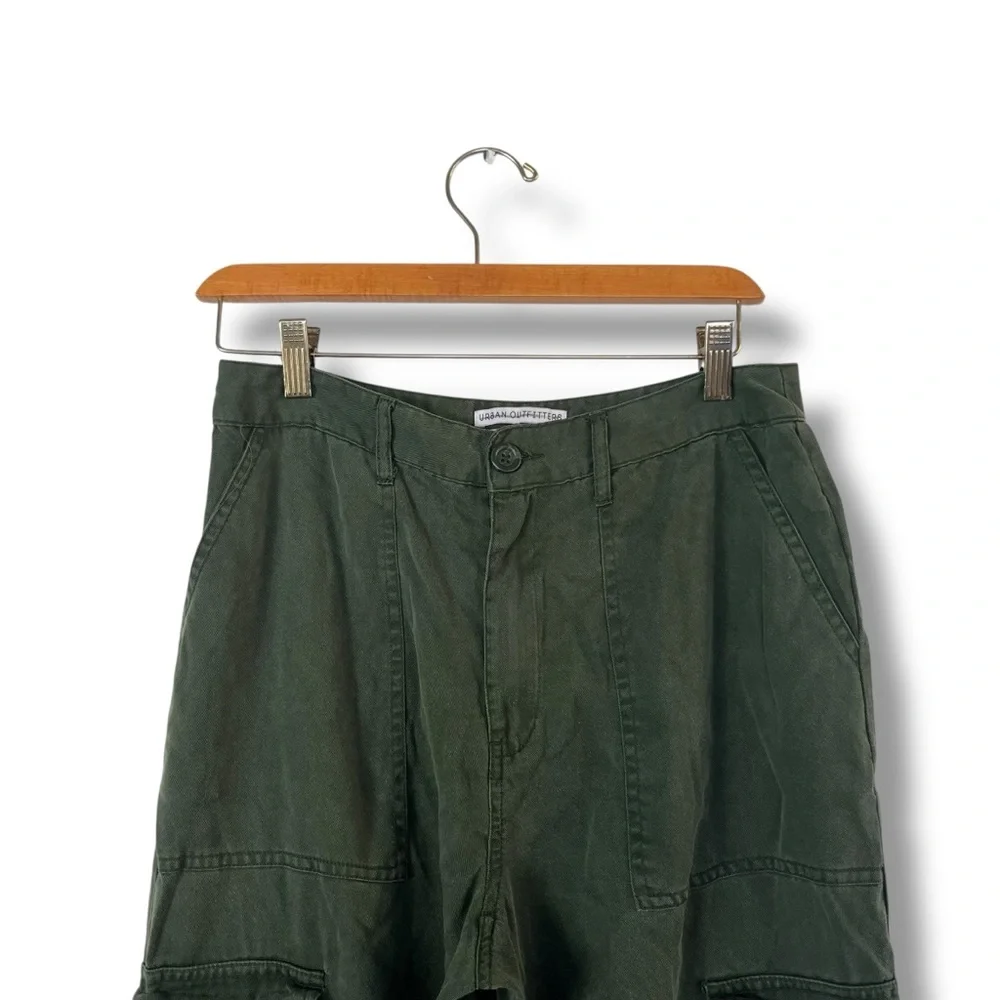 Urban Outfitters Cargo Carpenter Pants Lyocell Size 6 Green Y2K Utility 90s